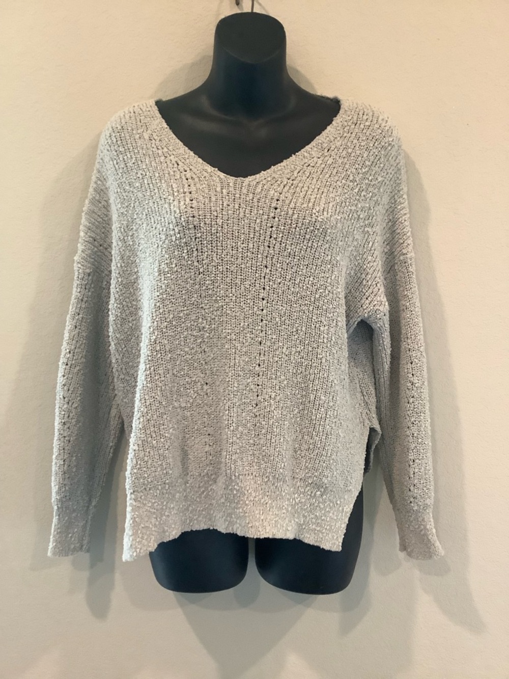 debut Light Gray V-Neck Knit Sweater